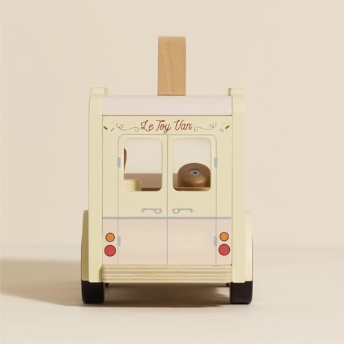 Le Toy Van - ME083 - Lernspielzeug-Eiswagen für Kinder aus FSC-Holz, 3 Jahre, 26 x 12 x 19 cm, zum Spielen mit Puppen, Dach zum Öffnen, Gefrierschrank, Eistüten inklusive