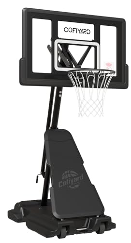 Cofiyard Basketball Hoop Outdoor with 44&48&54In Shatterproof Backboard, 5.25-10FT Height Portable Basketball Hoop with Sandbag, Adjustable Basketball Goal System