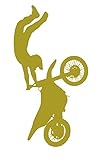  Desconocido Vinilo de Corte Pegatina Motocross Silueta 12x6.5cm (Dorado)