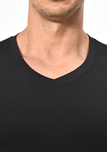 Comfneat Men's Undershirts Bamboo Viscose V-Neck Cool Feeling T-Shirt 3-Pack (Black 3-Pack, M) #TOP4