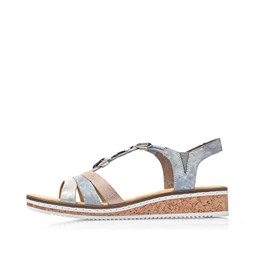 Rieker Womens V36G4 Synthetic Leather Blue Combination Sandals 6 US by Rieker - Used condition - Image 6