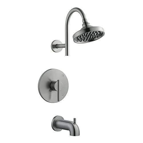 Design House Geneva 1-Handle Tub and Shower Trim Kit, Satin Nickel | Wall Mount, Zinc, Plumbing, 525691 miniatura 1