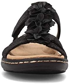 Clarks Women's Laurieann Judi Flat Sandal, Black Synthetic/Leather Combination, 9 | Image 2
