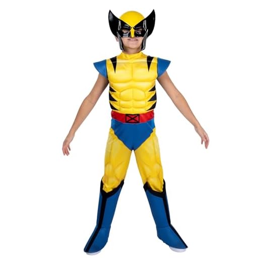 MARVEL Wolverine Official Youth Halloween Costume - Premium Quality Padded Jumpsuit with Plastic Mask Large