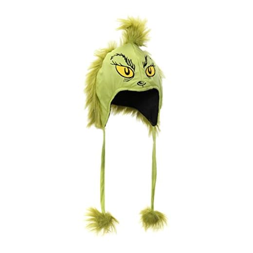 Dr. Seuss The Grinch Plush Costume Hoodie Hat for Adults and Teens Standard Green