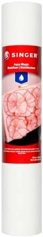 Singer Aqua Magic Water-Soluble Embroidery Stabilizer | Soft, Fabric-Like Stabilizer That Fully Dissolves in Water | Perfect for Free Standing Lace, Appliqué, Cutwork & 3D Embroidery Designs