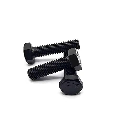 Image of M12-1.75 x 45mm Carbon Steel Grade 8.8 External Hex Head Screw Bolts Metric Thread Hexagon Bolts Fastener for Hardware Furniture Machinery Black 5pcs