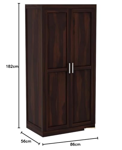 Image of Rajotiya FurnitureSolid Wood 2-Door 5 Shelf Wardrobe Cupboard Almirah: Elegant Storage Solution for Clothes (Teak)