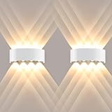 Ankey 2 piezas Moderno Apliques de Pared LED, 3000K Blanco Cálido IP65 Impermeable Lampara para Baño Dormitorio Pasillo Escaleras