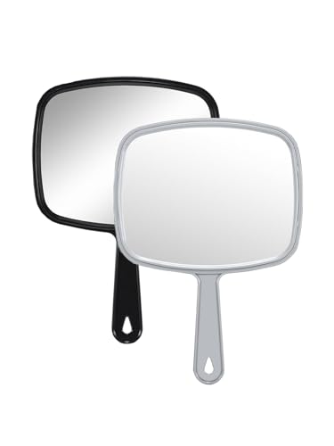 Gladmart 10.3" L x 7.4" W Hand Mirror with Handle,2-Pack, Black&Grey
