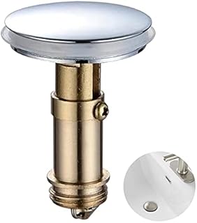 Bathroom Push Pop-Up Click Clack Plug Stopper, 38mm Push Sink Drain Plug Pop-up Stopper, Pop Up Sink Plug for Kitchen Bathroom Washbasin Bath(Solid Brass Chrome Plating)