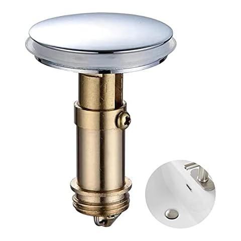Bathroom Push Pop-Up Click Clack Plug Stopper, 38mm Push Sink Drain Plug Pop-up Stopper, Pop Up Sink Plug for Kitchen Bathroom Washbasin Bath(Solid Brass Chrome Plating) Cover