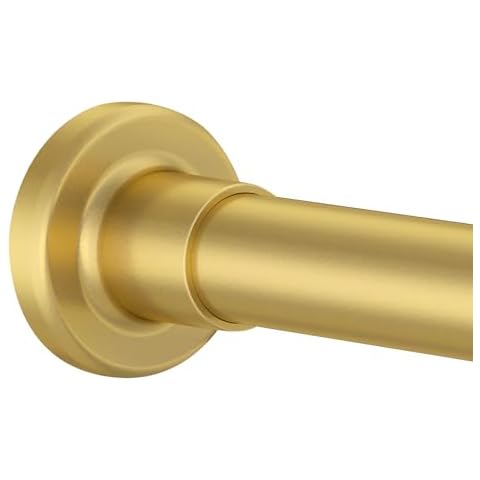Shower Curtain Rod Adjustable 32"-93", No Drill Curtain Rod Tension Shower Curtain Rod Stainless Steel Rust Proof for Room Divider Curtain Rod Bathroom,Gold Cover