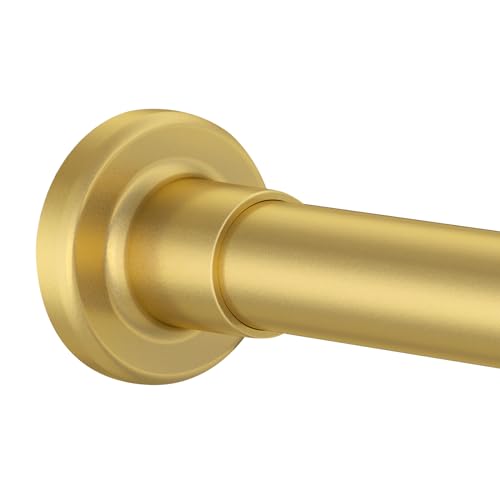 Image of Shower Curtain Rod Adjustable 32"-80", Tension Shower Curtain Rod No Drilling Stainless Steel Rust Proof for RV Bathroom Shower Stall Apartment, Gold