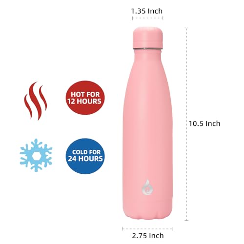 Image of BJPKPK 17oz Stainless Steel Water Bottles Insulated Sports Water Bottle for Travel,Light Pink