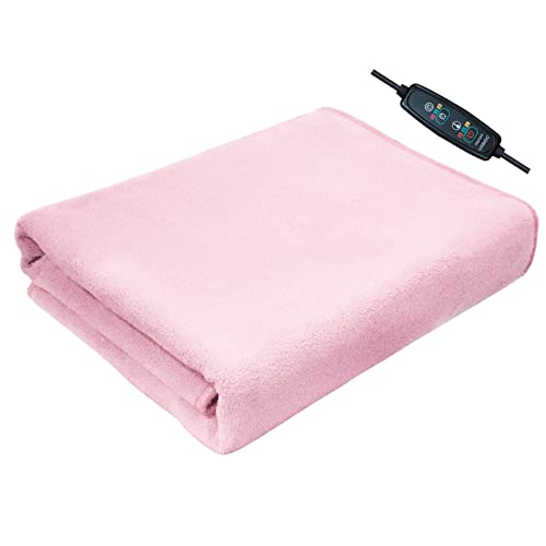 WOGQX Manta eléctrica con desconexión automática, 150x80cm 5 ajustes de Calor, protección contra el sobrecalentamiento, Manta eléctrica para el Calor de la Cama, Lavable,Rosado,59.06×31.5in