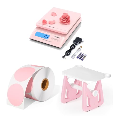 Báscula postal precisa hasta 66 lb con etiquetas térmicas rosas