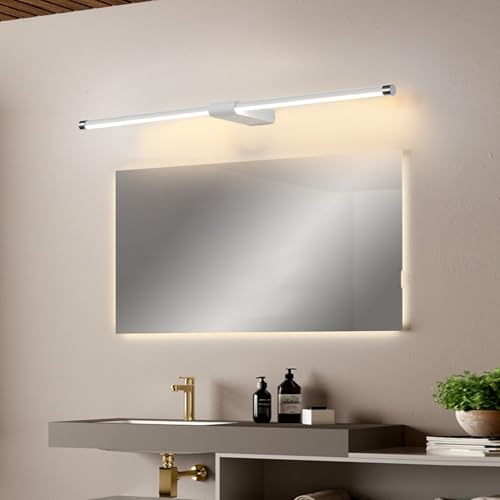 Espejo Baño LED de 61cm Aplique de Pared Metálico Cromo con Luz Cálida