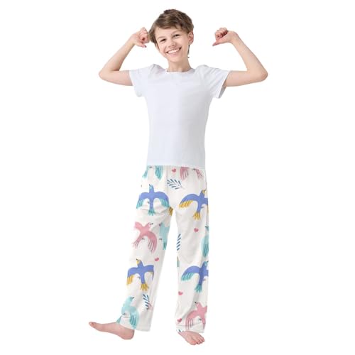 Spring Birds Boys Pants Boys Athletic Pants Long Pant for Boywith Pockets Wide-Leg Size 6-14Y3