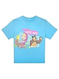 Masha and the Bear You'll Never Catch Me T-Shirt, Masha Riding Tricyle Graphic, Machine Washable Ethereal Blue