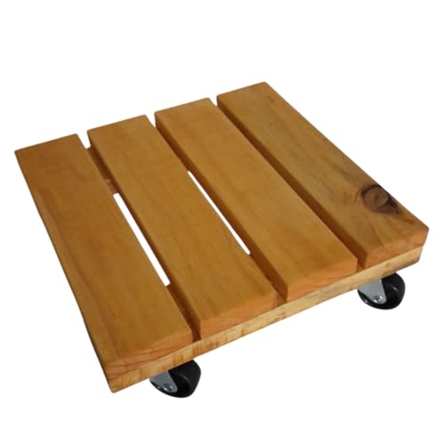 Kit 2 Suportes Base Vaso Plantas Madeira Rodinhas 20cm.