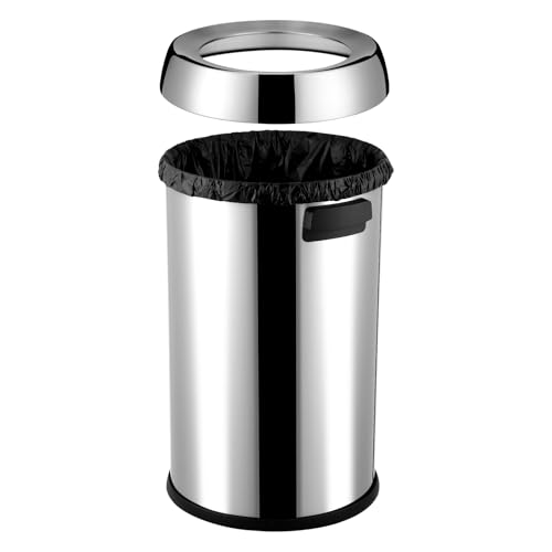 Caneca de basura acero inox 65L con tapa abierta