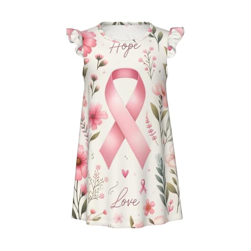 Augenstern Flutter Sleeve Nightgown Pajama Gown Breast-Cancer-Ribbon-Hope Easy Pull-On Sleepwear Nightdress