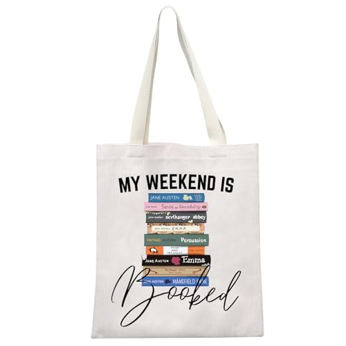 JTOUK J-Austen Bookish Gift Jane Book Bag Austen Book Club Fans Littérary Gift My Weekend Is Booked Tote Bag, Réservé Jane Tote Eu, Medium