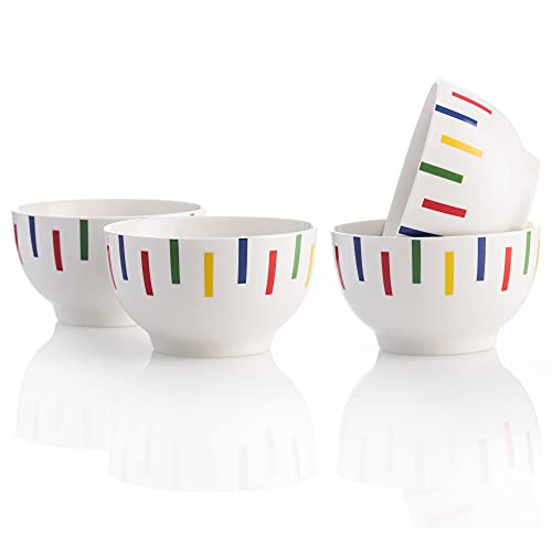 United Colors Of Benetton- Be113 Set 4Pcs Bols 650Ml New Bone China Diseño Rayas De Colores Casa Benetton, Loza