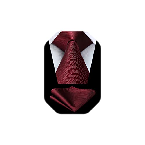 Image of HISDERN Mens Striped Tie and Pocket Square Set Necktie for Men | soft smooth texture, wrinkle-free, neat hand-tied knot, gifting ready, regular 3.4 width, coordinated look, business wedding