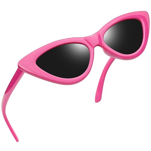 Joopin Pink Cat Eye Sunglasses Polarized UV Protection, Cute Cateye Sun Glasses Dark Lens, Fashion Shades Sunnies Costume