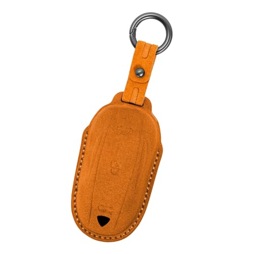 Coque de clé Tesla Model X en cuir orange l'étui parfait pour vos déplacements quotidiens