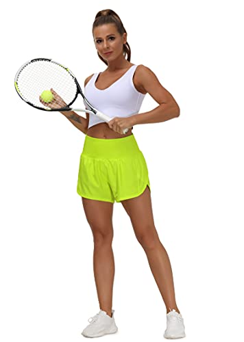 Image of THE GYM PEOPLE Womens High Waisted Running Shorts Quick Dry Athletic Workout Shorts with Mesh Liner Zipper Pockets