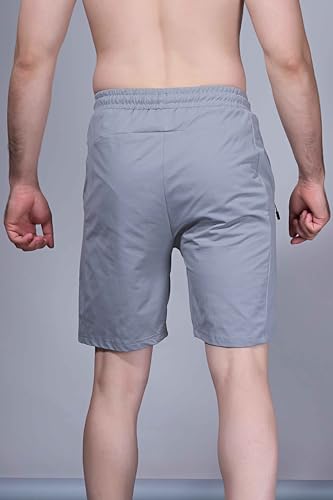 Image of Maxzone Men's Cotton Shorts | Elastic Drawstring Waist | Side Zip Pocket | Regular Fit | Casual Breathable Summer Shorts | Comfortable Lounge, Gym & Travel Shorts