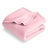 Picture of Bare Home Polar Fleece Blanket - Throw - Light Pink - Warm & Cozy - Premium Fleece - Blanket for Bed, Sofa, Camping, Travel and Cold Nights - Lightweight (Throw, Light Pink)