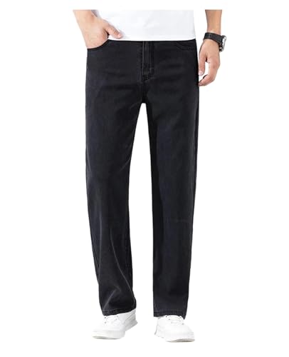 Men's Summer Lyocell Jeans Loose Wide Leg Denim Pants Fashionable Casual Straight Elastic Trousers - Main Image