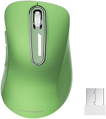 memzuoix 2.4G Wireless Mouse, 1200 DPI Mobile Optical Cordless Mouse with USB Receiver, Portable Computer Mice Wireless Mouse for Laptop, PC, Desktop, MacBook, 5 Buttons (Mint Green)