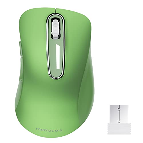 Image of memzuoix Wireless Mouse 2.4GHz Portable Optical Wireless Mouse 1400DPI with Mini USB Receiver, 5 Buttons and Battery Operated for Laptop, Desktop, MacBook - Green