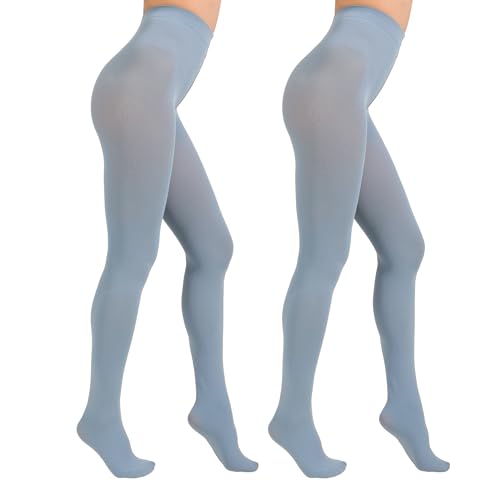 Image of Paralinda 2 Pairs Women's Solid Color Tights 80D, Soft Opaque Microfiber Tights