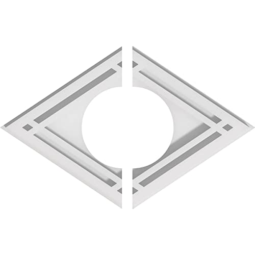Image of Ekena Millwork CMP12X8DD2-04000 Diamond Architectural Grade PVC Contemporary, Two Piece Urethane Ceiling Medallions 12 inchW x 8 inchH x 4 inchID x 4 1 /4 inchC x 1 inchP