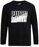 PUMA Boys Long Sleeve Shirts - Breathable Athletic Crewneck Long Sleeve Shirts for Boys - Casual Top Tees (Sizes 8-20), Size 14-16, Black