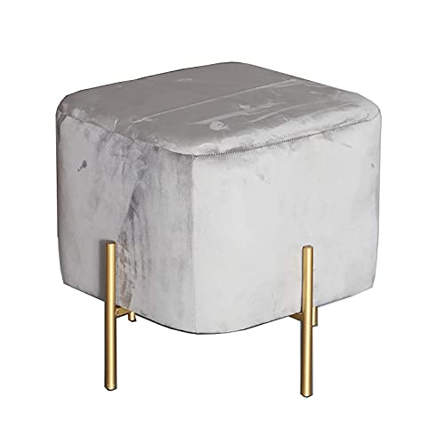 Repose-pieds en velours confortable cube gris pour salon - 2