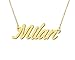 Aoloshow 18k Gold Plated Milan Name Necklace Stainless Steel Initial Necklace Mens Jewelry for Graudation