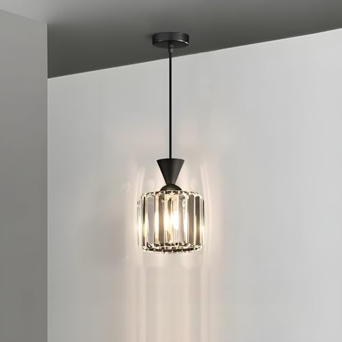 niuniaj Lámpara de Techo Moderna de Cristal, Lampara Techo Colgante Negro con Pantalla de Cristal, Lámpara de Techo para Salón, Pasillo, Dormitorio, Cocina Lámpara Colgante