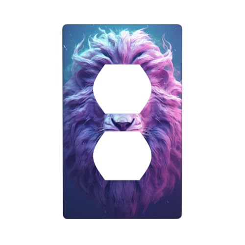 Placas de pared dúplex, cubiertas de toma de corriente decorativas, tamaño estándar 1 banda, 4.5 x 2.75 pulgadas, placa de cubierta de pared con cabeza de león, policarbonato termoplástico