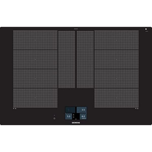 Siemens EX801KYW1E варочная панель 79,2 см, совместимая с Smart Home Connect/VarioInduction Plus/VarioMotion/Plus датчик приготовления с 5 уровнями температуры, черный цвет