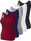 BQTQ 5 Stück Unterhemd Damen Tank Top mit Quadratischem Ausschnitt, Elastische Tank Tops Camisole...