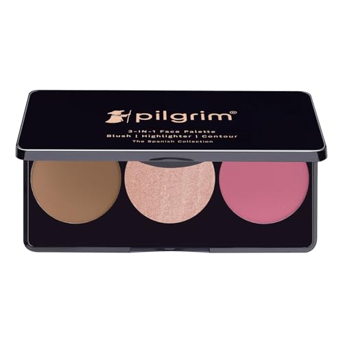 Image of Pilgrim 3-in-1 Face Palette | Blush, Highlighter & Contour Face Makeup Kit | Highly Pigmented & Long Lasting | 12g (Sultry Romance -02)