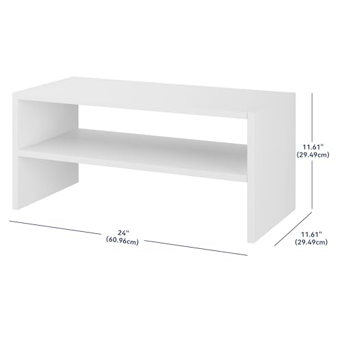 Whitmor Wood Stackable 2-Shelf Shoe Rack, White, 24 inches