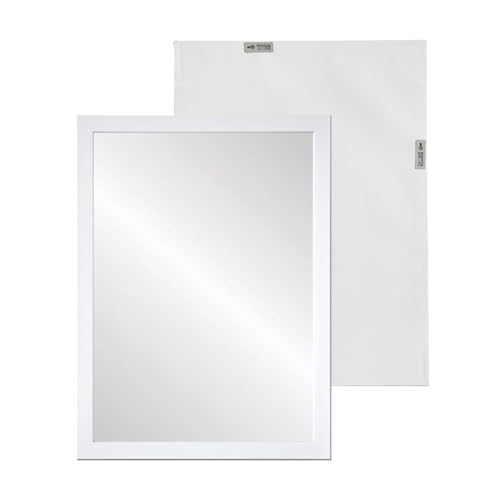 LOLAhome   Espejo Decorativo de Pared con Marco Blanco de plástico para recibidor o Entrada de casa de 76x56 cm